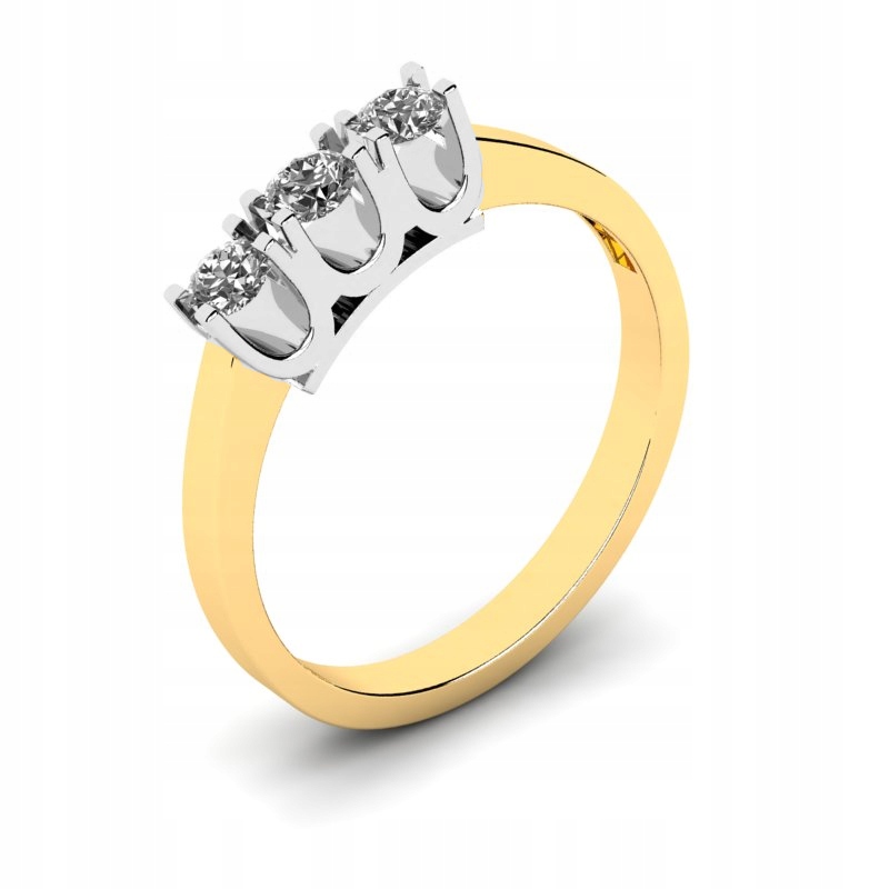 TRI BRILIANTY ZLATÝ PRSTEN 0,18 ct