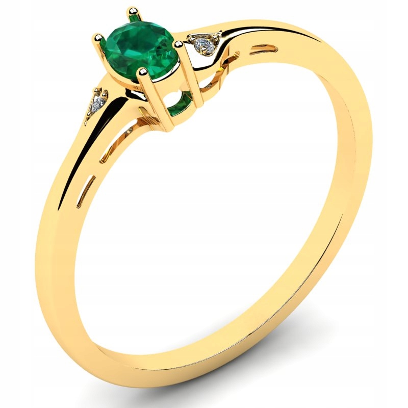 ZLATÝ PRSTENSKÝ PRSTEN EMERALD A BRILIANTY