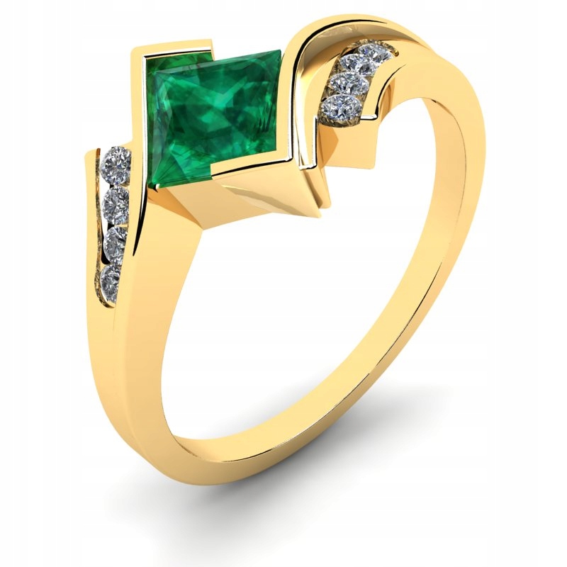 14KR ZLATÝ PRSTENNÝ PRSTEN EMERALD