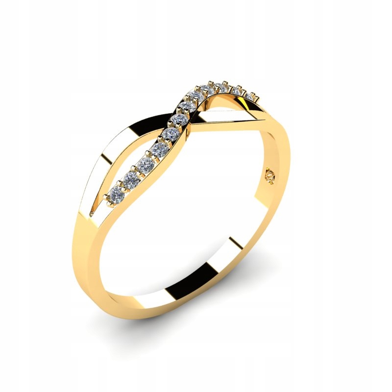 ZLATÝ PRSTENEC PRSTEN S BRILIANTMI 0,12 CT