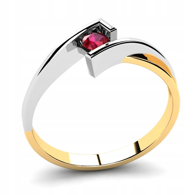 ZLATÝ PRSTENEC PRSTEN S 14K KARÁTOM RUBY