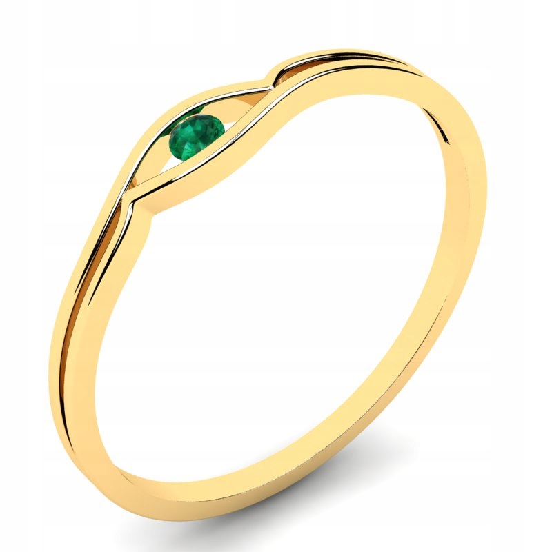 ZLATÝ PRSTENEC PRSTEN S EMERALD ZIRCONIA