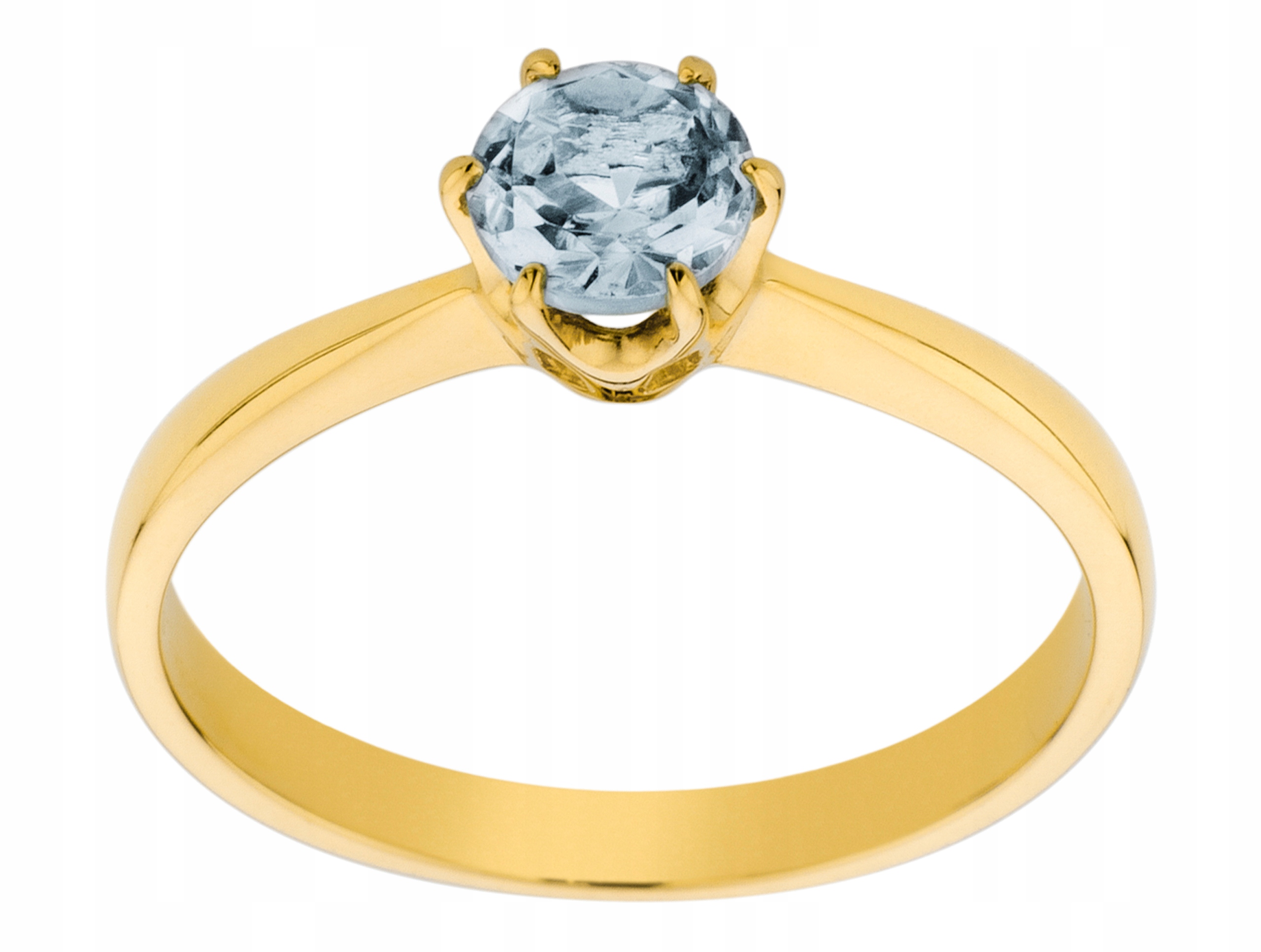 Žltý zlatý prsteň 585 s akamarin 0,50ct