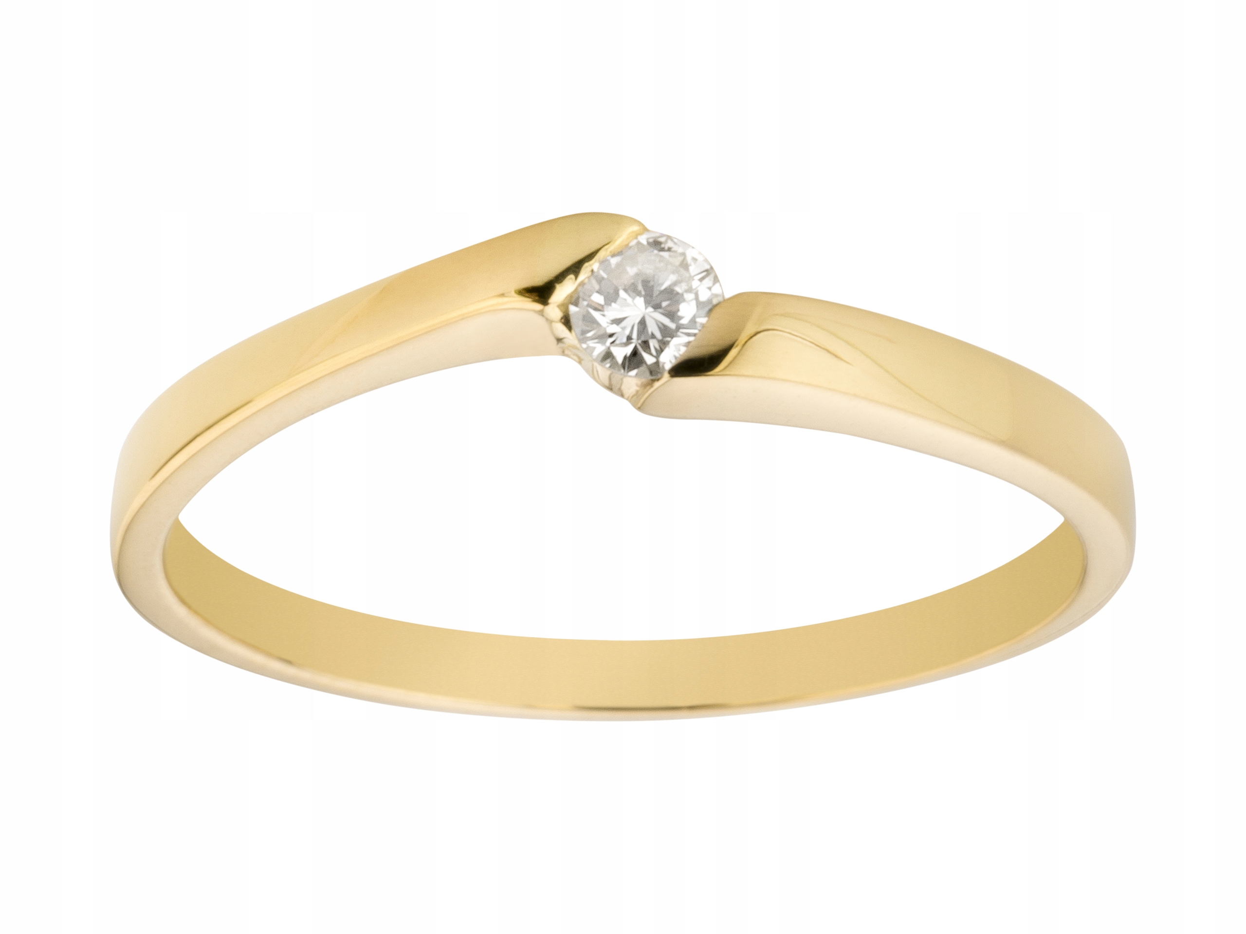 Žltý zlatý prsteň 585 s diamantom 0,08Ct