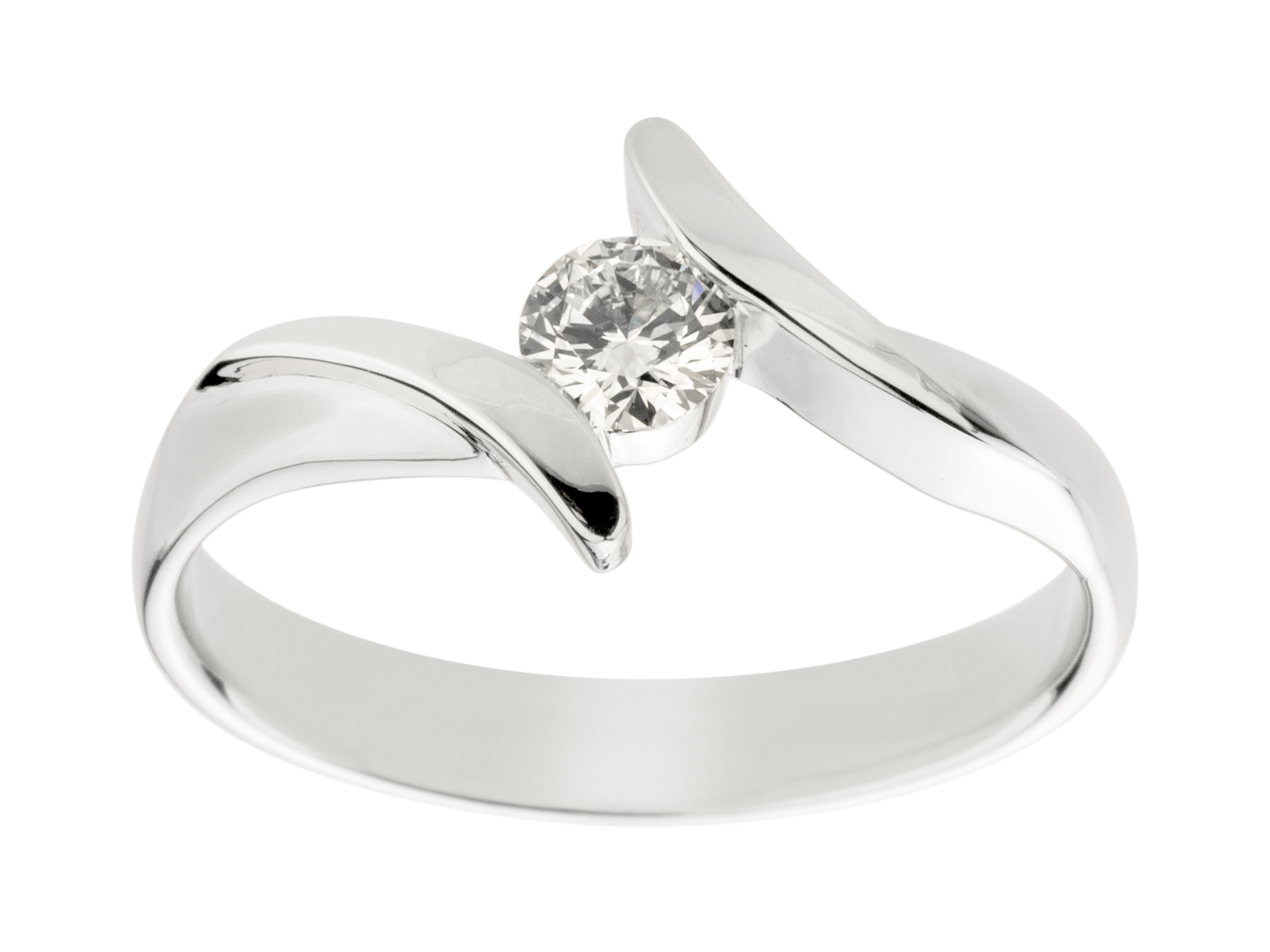 BIELY ZLATÝ PRSTEN s BRILLIANTOM 0,23 ct