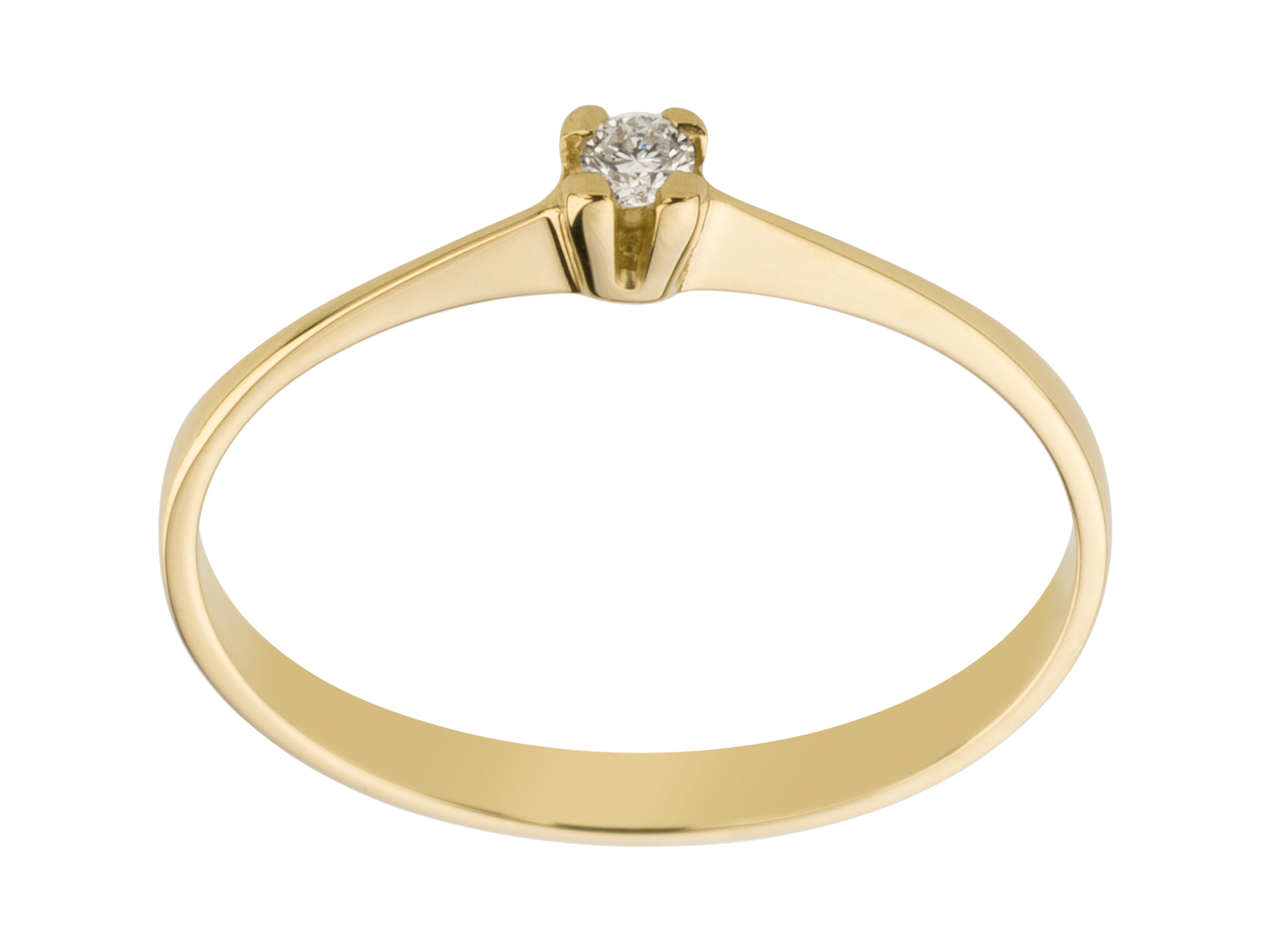 Žltý zlatý prsteň 585 s diamantom 0,03Ct