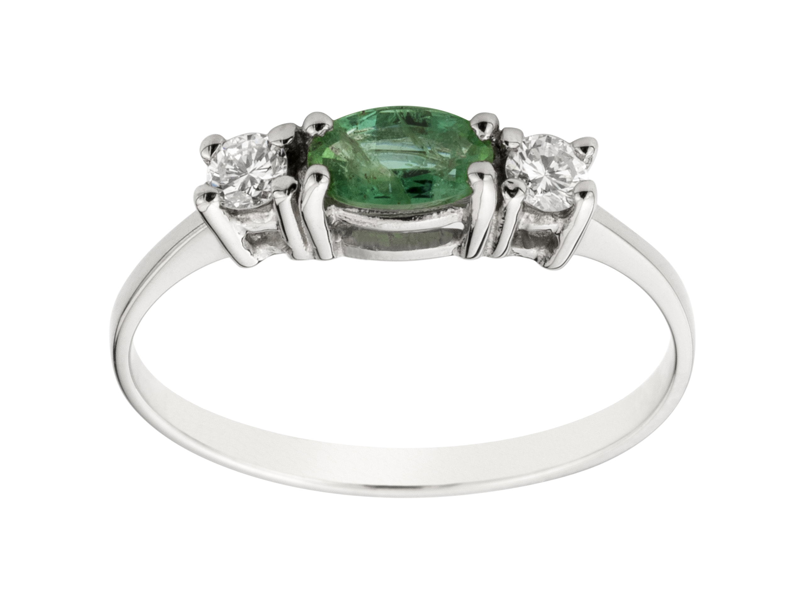 PRSTENEC s EMERALDOM a 2 BRILLIANTY 0,10ct