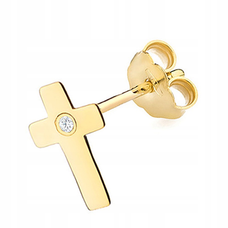 Jedno zlaté náušnice PR. 585 Stick Cross