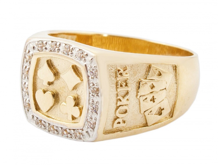 Poker Golden Signet so zirkónmi - 10,700 g