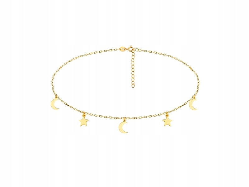 Pozlátený náhrdelník Choker Moons Moons Stars Silver