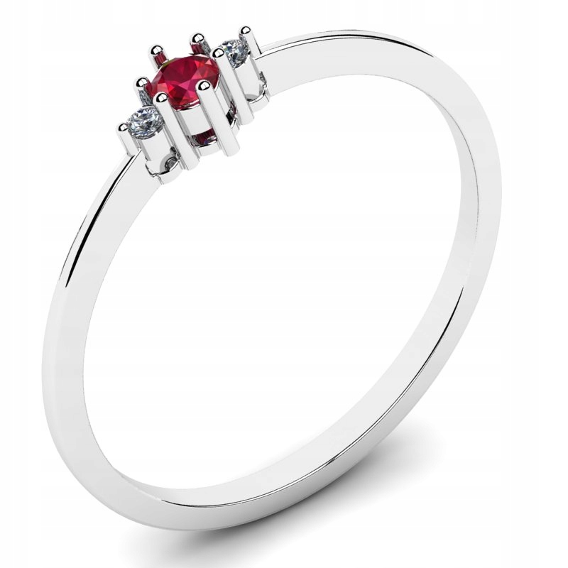 PROMO! BIELY ZLATÝ RUBY BRILLIANT PRSTEN