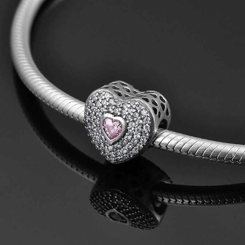 Korálik Pandora Charm srdce láska láska srdce ružová