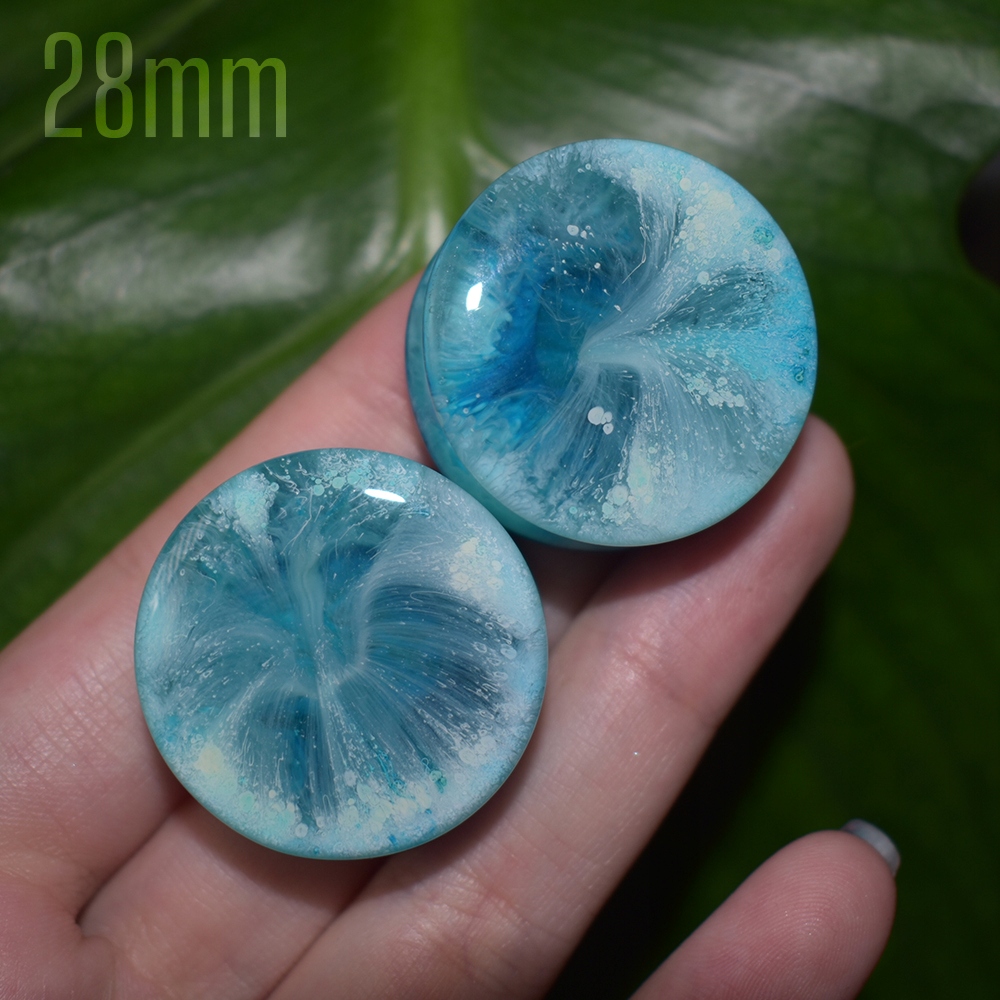 Pár 28 mm tunelového uzáveru z bieleho oblaku živicového sedla