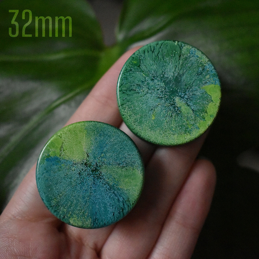 Pár 32 mm zeleného sedla z džungle vyrobeného z tuňáka