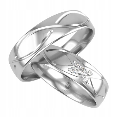 Pár svadobných obrúčok so znakom nekonečna z bieleho zlata 585