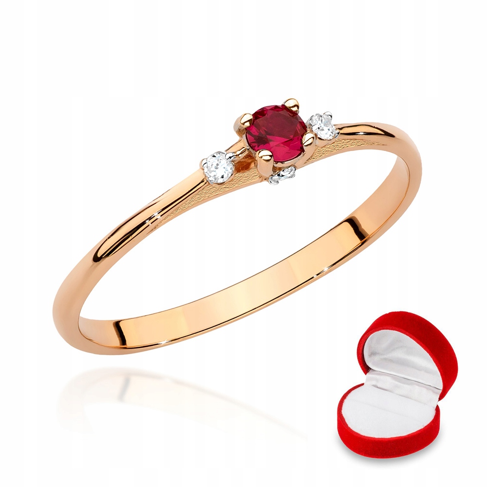 Nádherný zlatý prsteň Ruby Brilliants 585