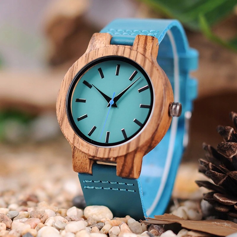 Pánské hodinky - Krásna drevená Azure Bambus Box /PL Watch