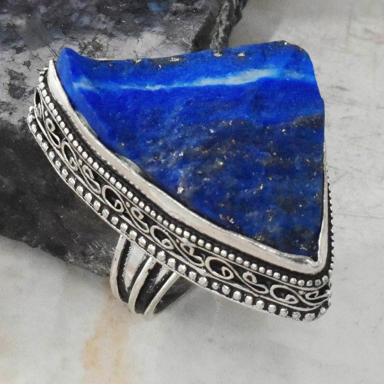 Veľkosť prsteňa 18 nat._Lapis Lazuli_ ručne vyrábané _India_