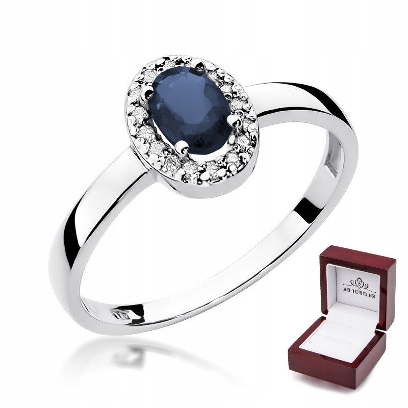 Ring 585 Biele zlato Sapphir Diamond Rather