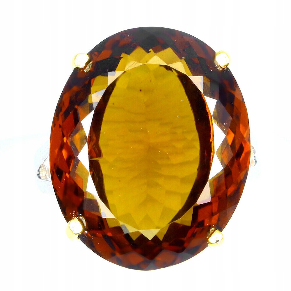 Krúžok 925 koňakový AAA kremeň 23,4 ct, 17,5