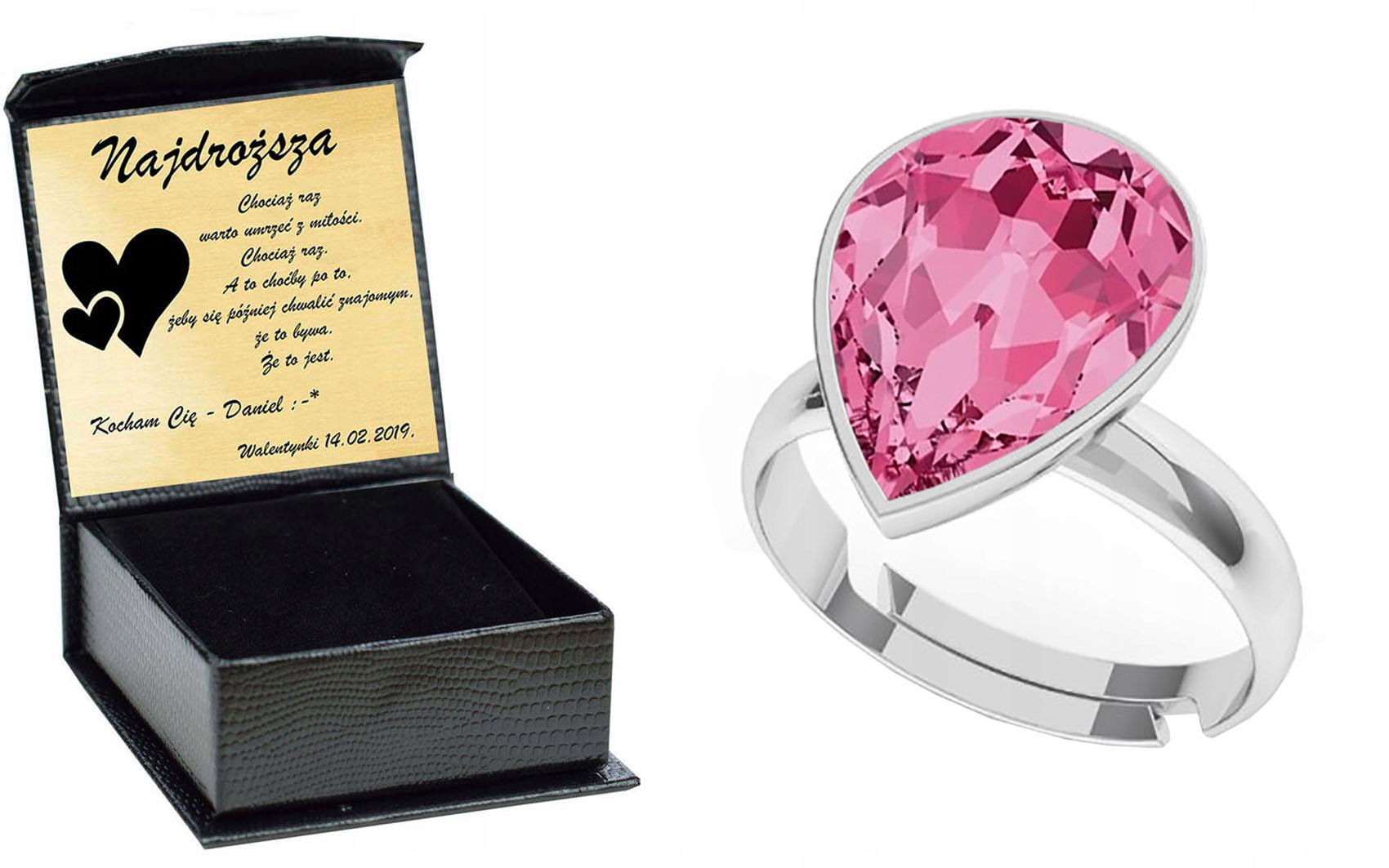 Prsteň anjelskej slzy Swarovski Silver 925 Rose