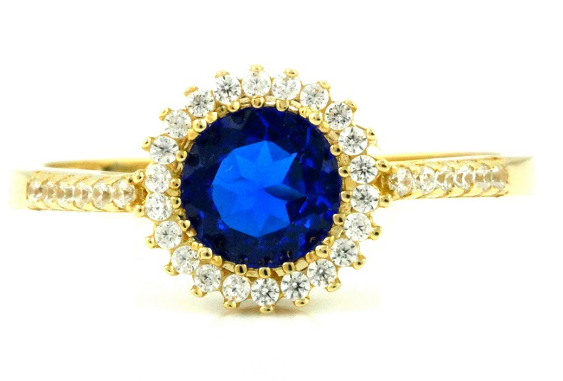 Prstenová víla SAPPHIRE krištáľové zlato 585 r14