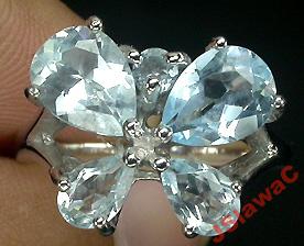 Prsteň BLUE BUTTERFLY natur. TOPAZ striebro 925