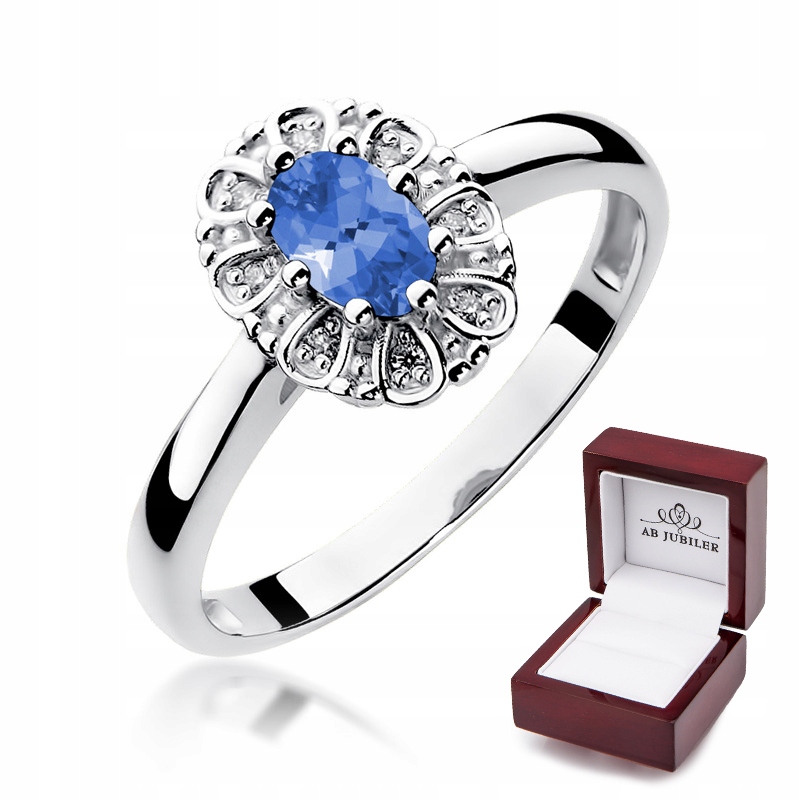 Prsteň z bieleho zlata a diamant diamantu W-304 Tanzanit