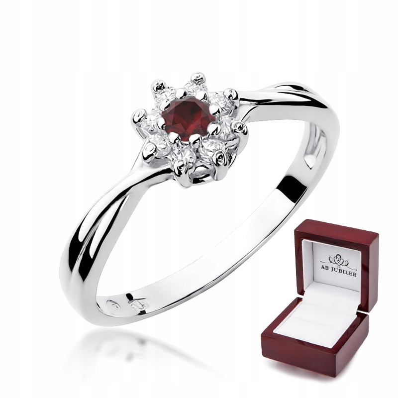 Prsteň z bieleho zlata s označením W-72 Ruby Brilliants