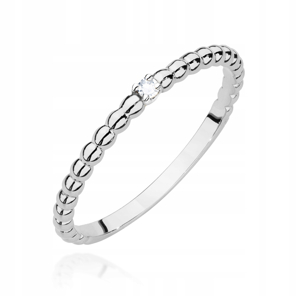 Prsteň biele zlato PR585 guľky Diamond rytec