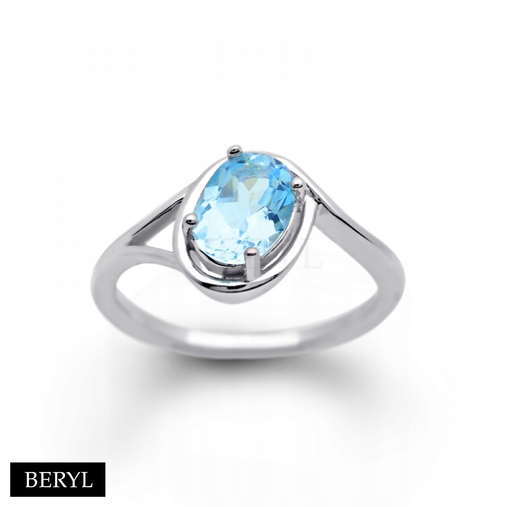 Prírodne modrý prsteň Topaz strieborný 925 BERYL