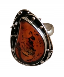 Strieborný prsteň Baltic Amber, veľkosť 18 - darček