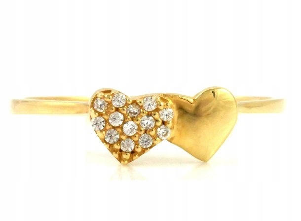 Prsteň CRYSTAL HEARTS zlatý 585 r16