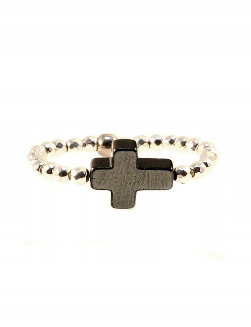 Prsteň CROSS Hematit 925