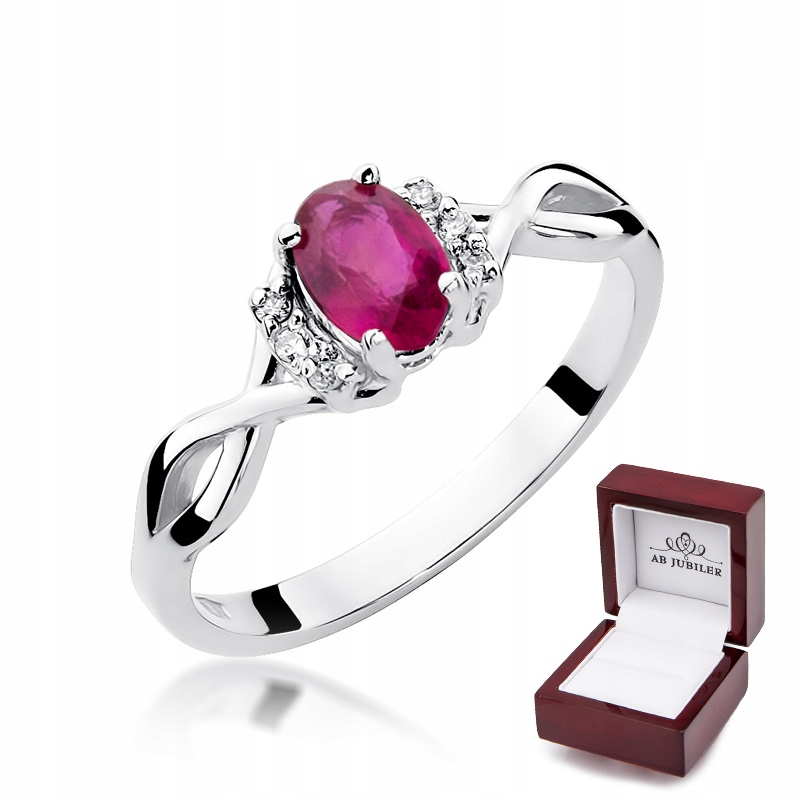 Rubinový krúžok diamant biele zlato na darček
