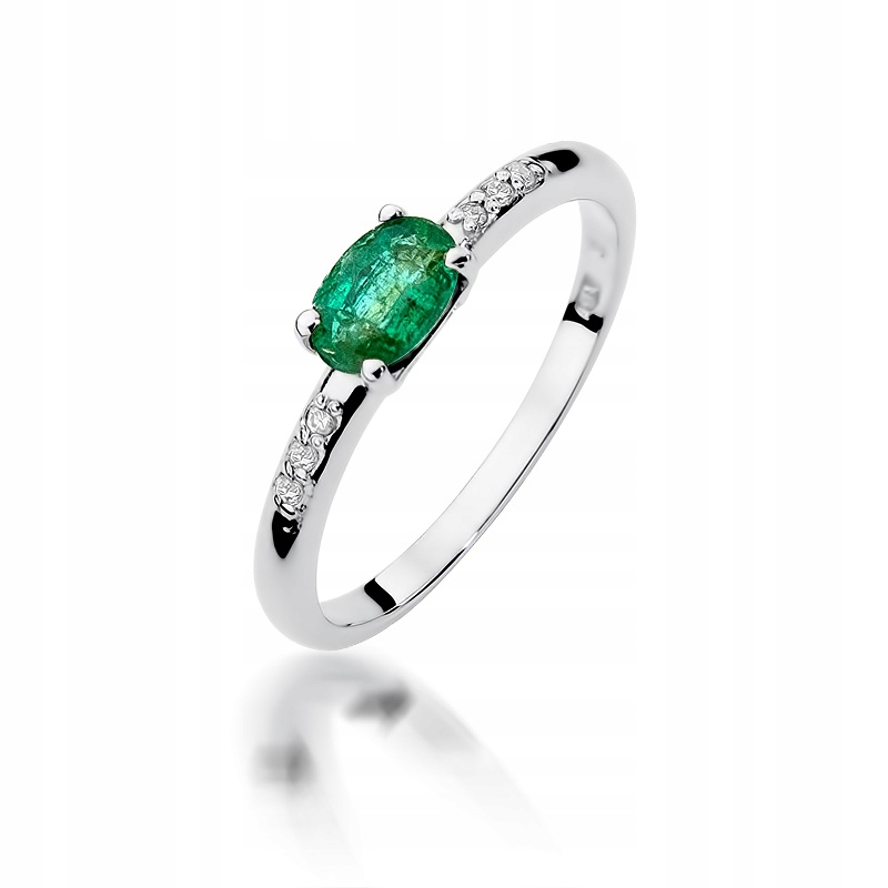 Prsteň EMERALD a BRILLIANTS biele zlato 0,585
