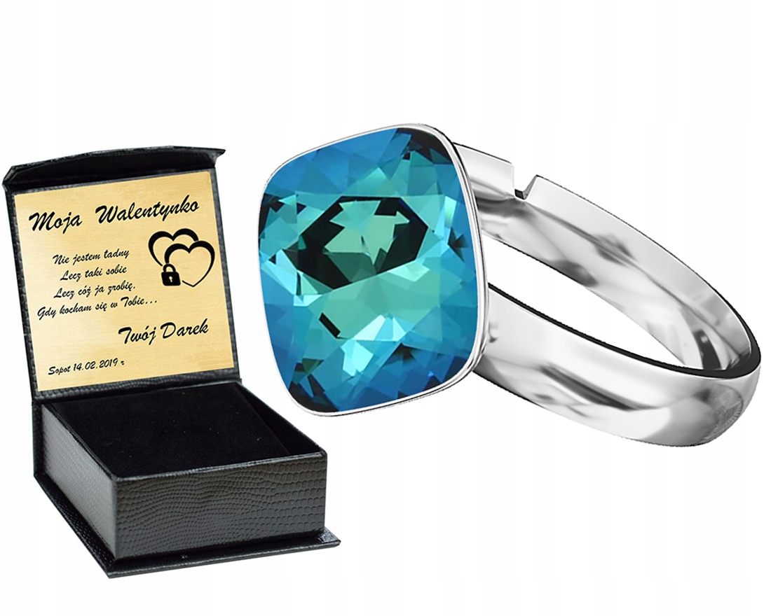 Prstencový štvorhranný kosoštvorec Swarovski Silver 925 BeBl