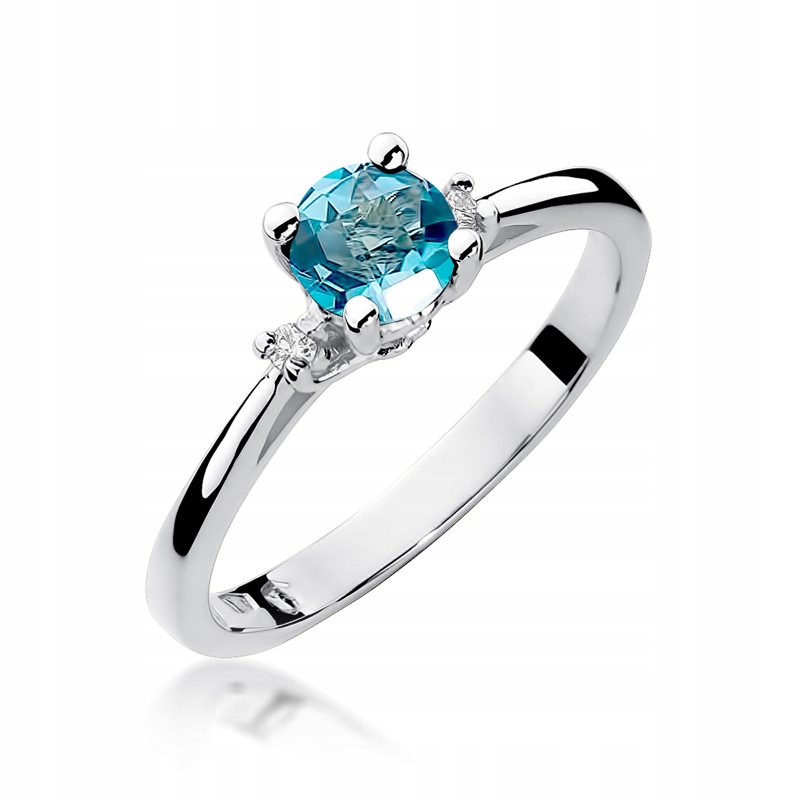 Prsteň Topaz Brilliants z bieleho zlata 585 Gravírovanie