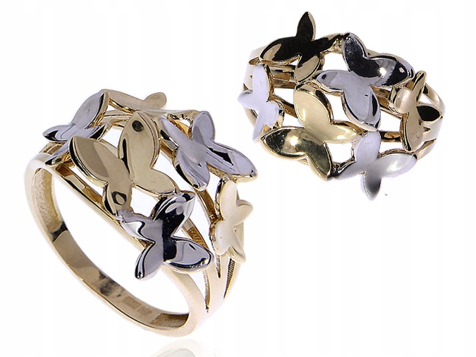 Prsteň GOLDEN BUTTERFLY motýle GOLD white LgP546