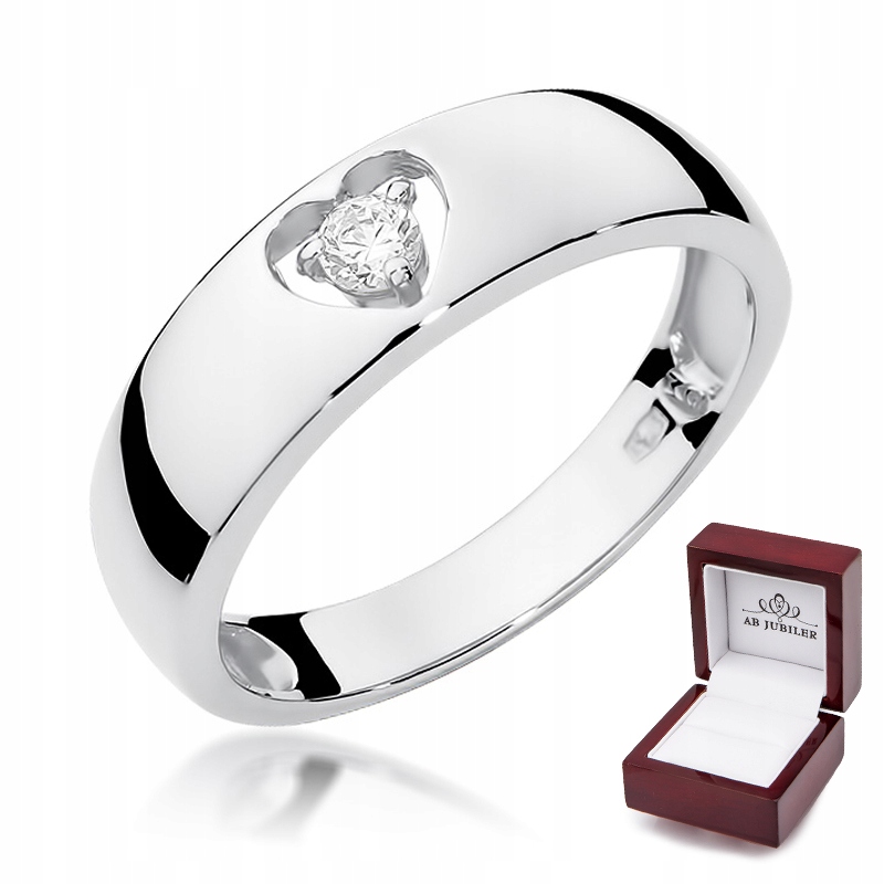 Equiguar Ring Heart Biały biele zlato