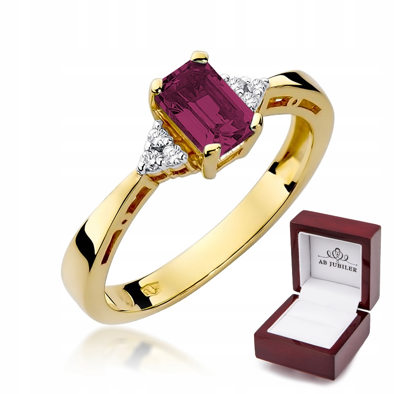 Zlatý zásnubný prsteň W-2 Rubínové diamanty