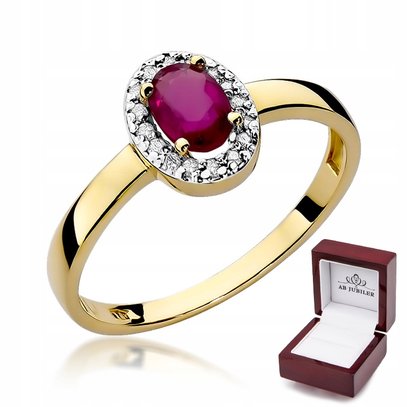 Zlatý prsteň 585 W-330 Rubin Diamonds