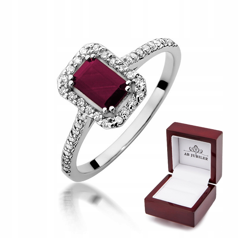 Zlatý prsteň W-403 Rubínové diamanty z bieleho zlata