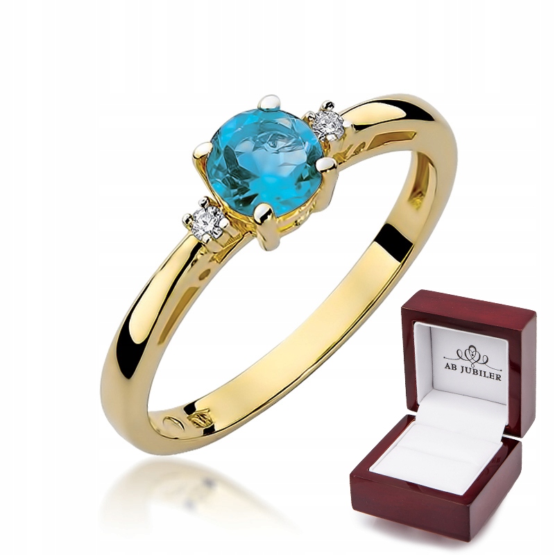 Prsteň zo žltého zlata s diamantom W-10 Topaz