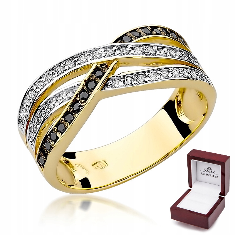Prsteň zo žltého zlata a čierny diamant W-215