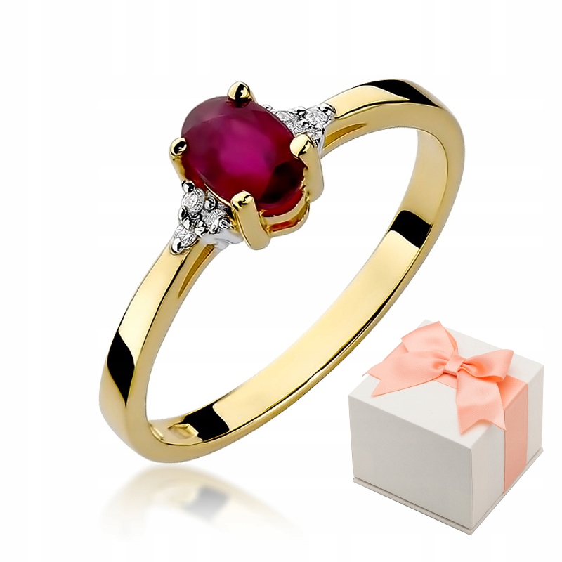 Prsteň zo žltého zlata a identifikačný znak W-301 Ruby Brilliants