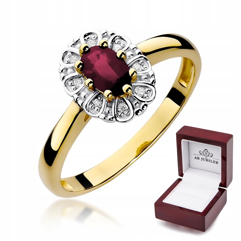 Prsteň zo žltého zlata a identifikačný znak W-304 Ruby Brilliants