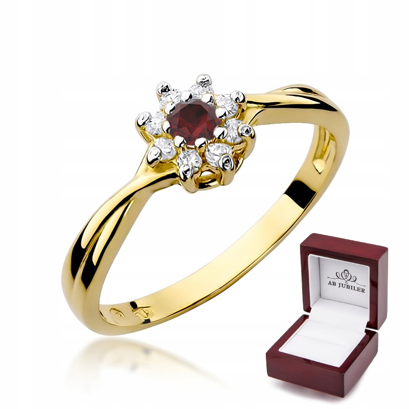 Prsteň zo žltého zlata s označením W-72 Ruby Brilliants