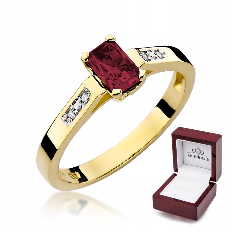 Prsteň zo žltého zlata a identifikačný znak W-78 Ruby Brilliants