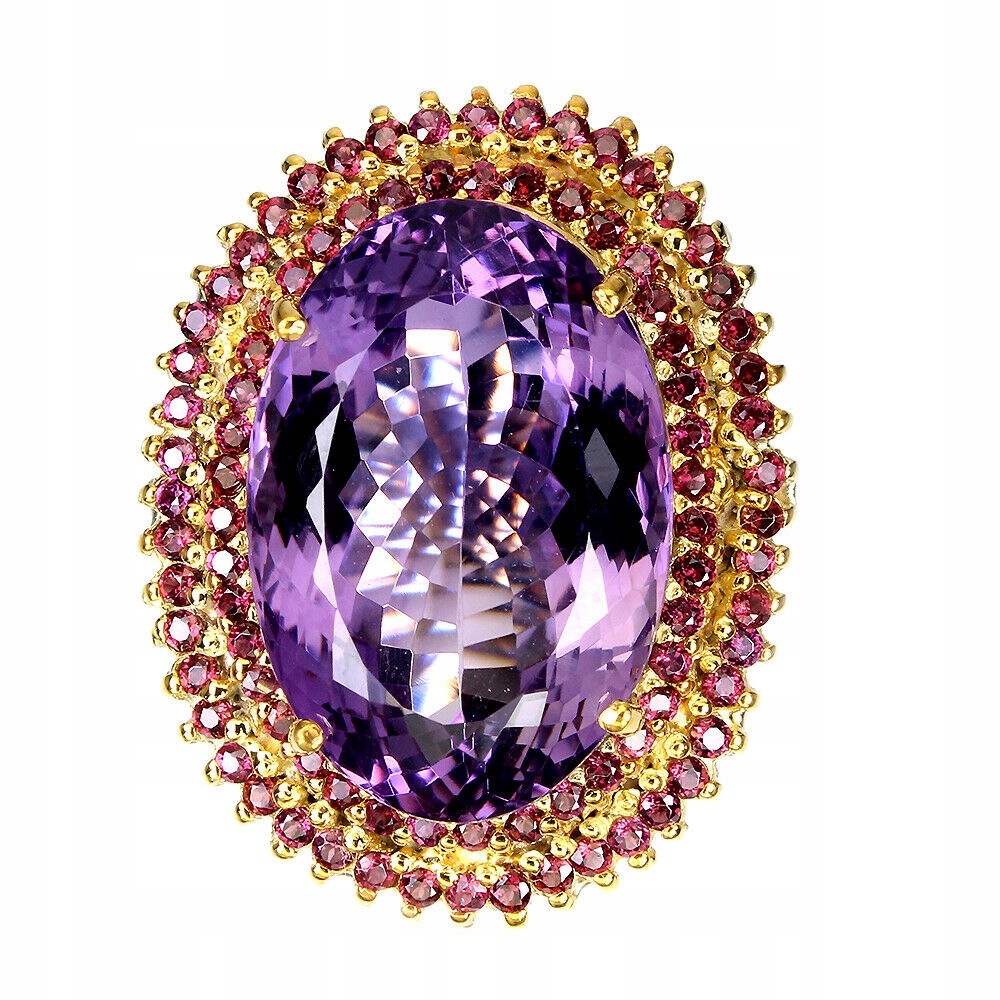Ametystový prsteň, 34,86 ct, strieborné granáty, 20.5